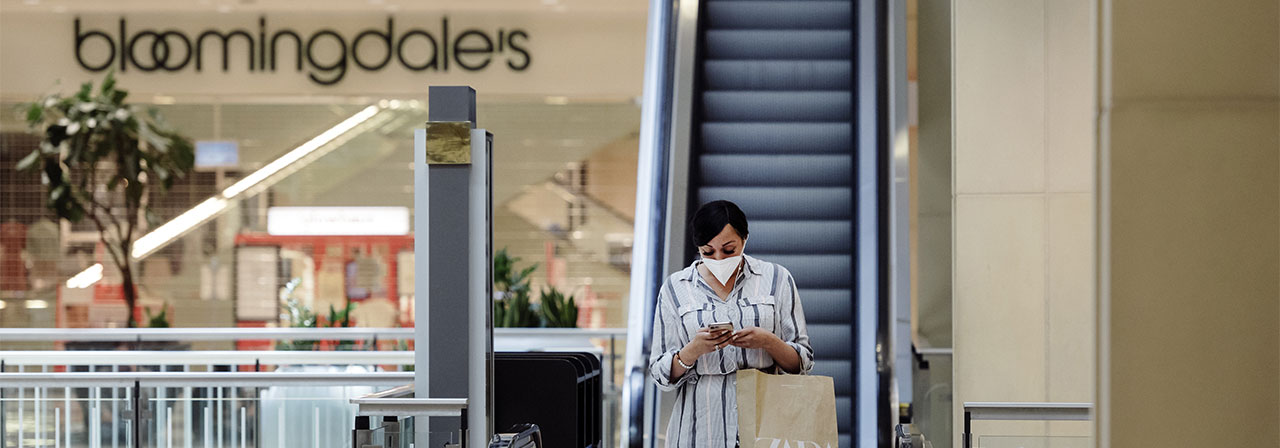 Woman on an escalator