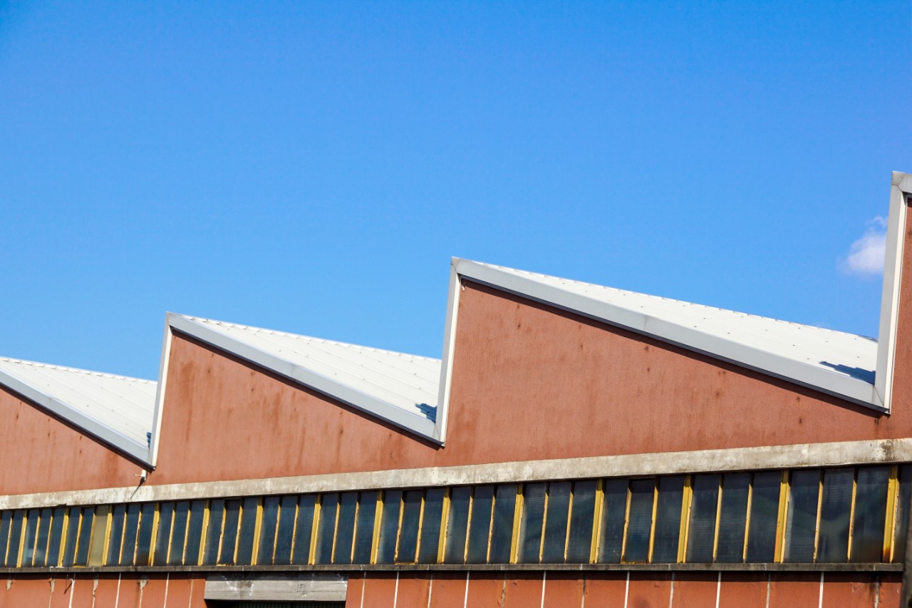 Old roof top of warehouse