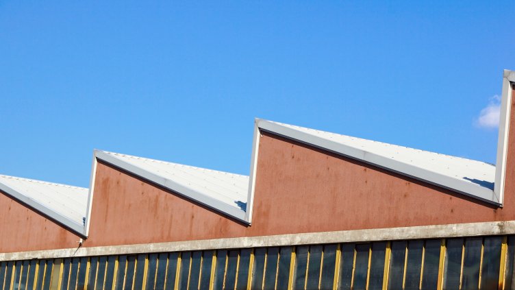 Old roof top of warehouse