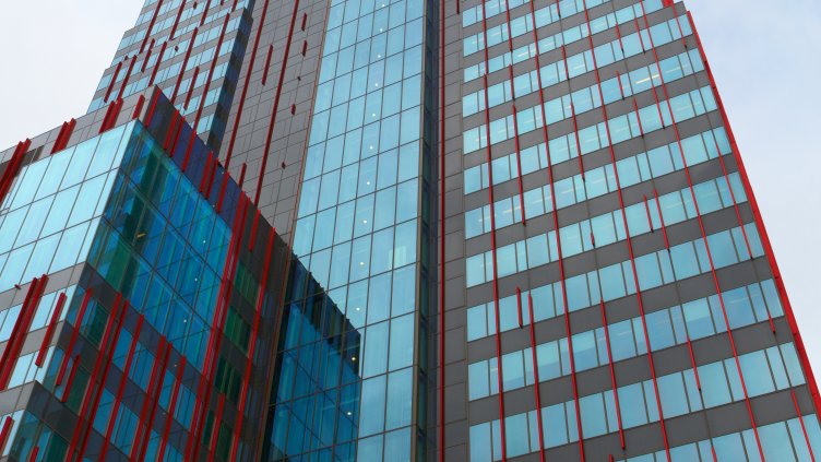 View of 'World Trade Centre' skyscraper in Almere
